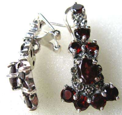 Sterling Silver  Earrings with Garnets