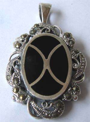 Solid -Sterling Silver and Marcasite   Pendant