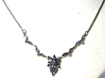 Beautiful Sterling Silver & Amethysts  Chain / Necklace.