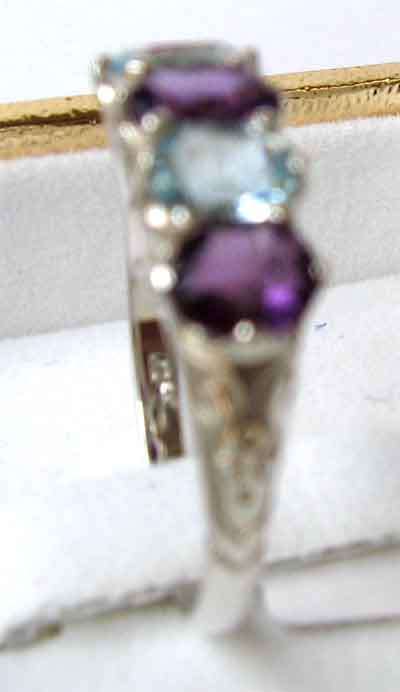 Beautiful Sterling Silver, Amethyst and Blue Topaz Ring.