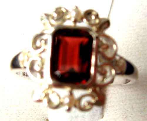 Genuine Sterling Silver, Seed Pearls and Garnet Ring.