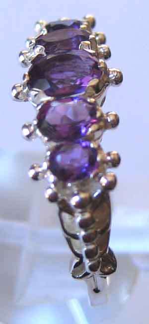 Solid 925 -Sterling Silver and Amethysts  Ring.