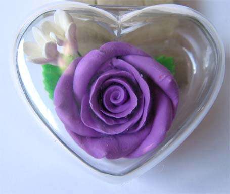 Beautiful Hand Curved  '' Purple Rose " -Soap in a Heart Box