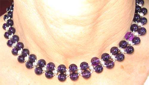 Lovely  Sterling Silver Beads  & Amethysts Necklace