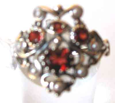 Stunning - Genuine Garnets and  Seed Pearls Ring.