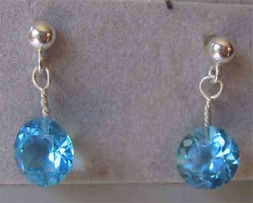 925 -Sterling Silver and Blue Topaz Drop  Earrings