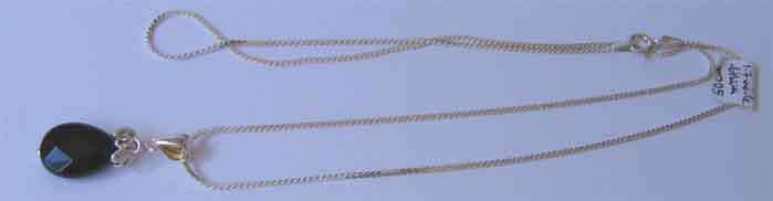 925- Sterling Silver Chain 50 cm Long & Drop Black Onyx  Pendant