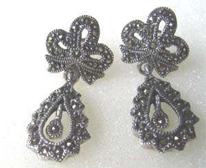 Adorable Sterling Silver , Marcasite Earrings