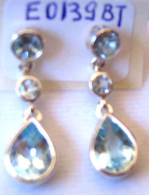 A Beautiful pair - Sterling Silver & Sky Blue Topaz  Earrings