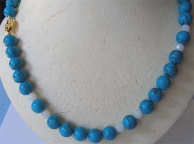 Lovely -Genuine Sterling Silver Clasp and Hawlite Necklace