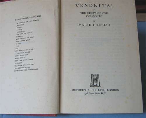 VENDETTA ! or The Story of one Forgotten by Marie Corelli