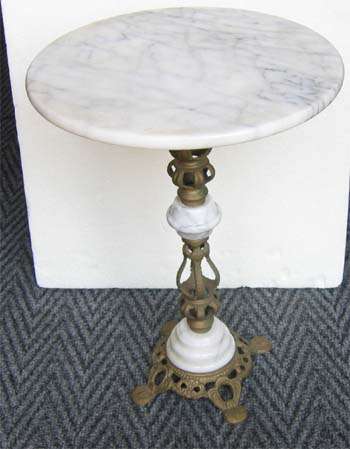 MARBLE AND BRASS ROUND TABLE