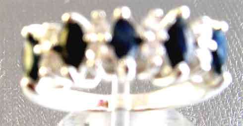 Pretty Sterling Silver  and Genuine Blue Sapphires Ring.