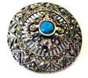 Sparkling, Sterling Silver, Marcasite and Turquoise Brooch.