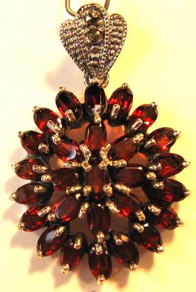Wonderful 925  Sterling Silver and  Garnets Pendant