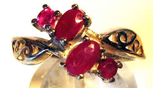 Genuine Sterling Silver and  Rubies  Ring.