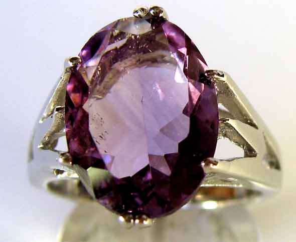BIG BOLD STERLING SILVER & AMETHYST RING.