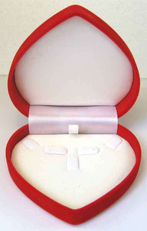 1 pieces of -Velvet Red Heart Box for set of Jewellery [ earrings , ring and Neclace or chain ].