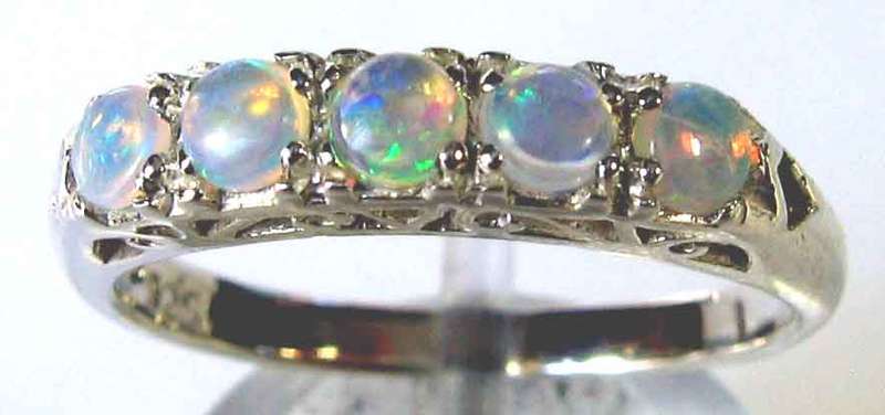 Genuine Sterling Silver Eternity  & Australian Opals Ring