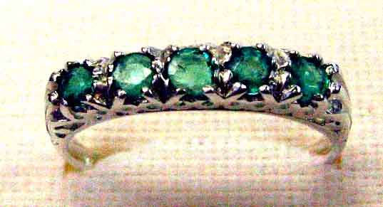 Genuine Sterling Silver Eternity - Emerald  Ring