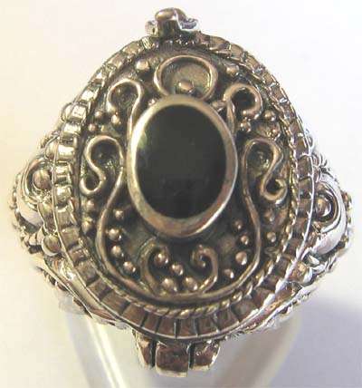 Sterling Silver and Black Onyx  _ Poison  Ring.