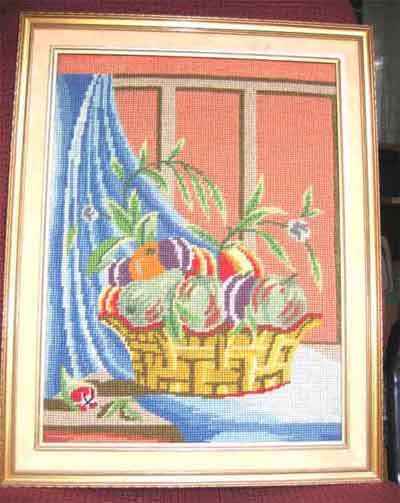 Beautiful Tapestry  ` Basket &  Fruits ` Framed Tapestrie