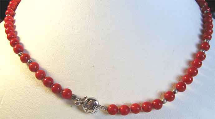 Sterling Silver and Coral Necklace