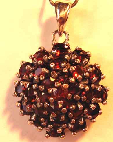 Genuine Garnets in Sterling Silver Pendant