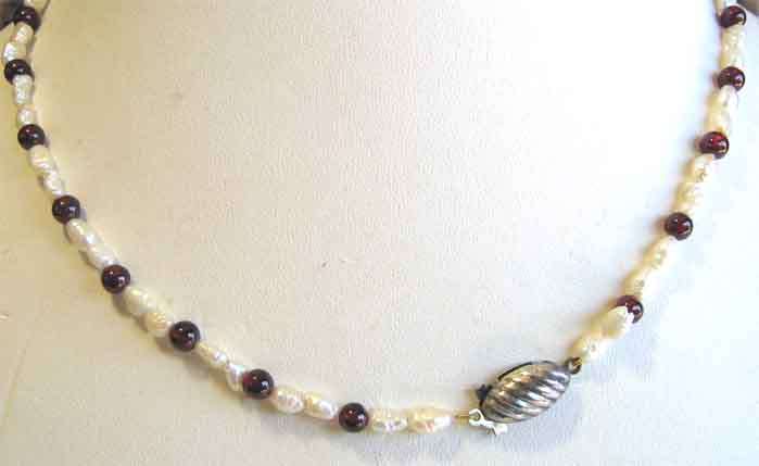 Lovely Fresh Water Pearls and Garnets Necklace.