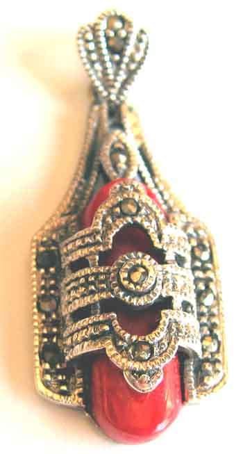 Genuine Sterling Silver and Marcasite Pendant