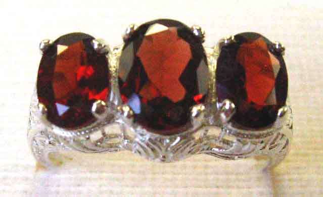 Genuine Garnets and Sterling Silver Ring.