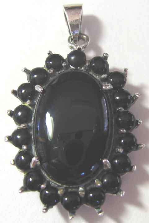 Elegant, Sterling Silver and Black Onyx Pendant.