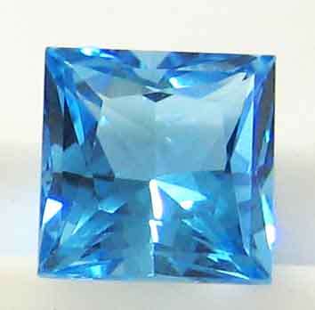 Terrific 9.00 x 9.00 mm princess cut Blue topaz 4.57 ct.
