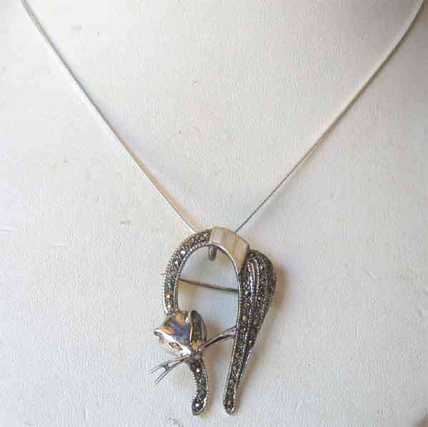 925-Sterling Silver Chain -40 cm long with  Mother Of Pearls & Marasite  Pendant  on.