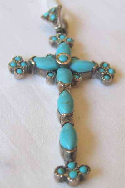 Sterling Silver 925 and  Turquoise Cross / Pendant.