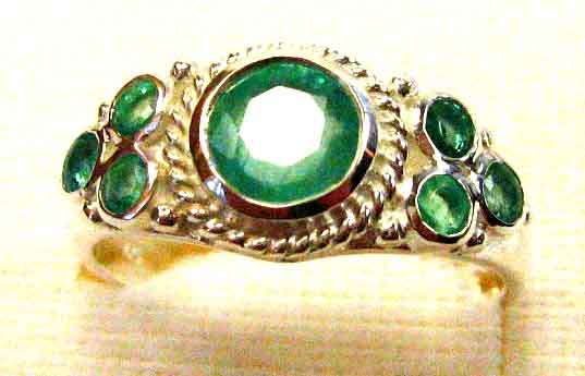 Sterling Silver and  Genuine Emerlds  Ring.