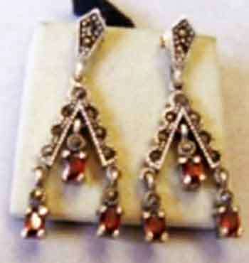 Lovely, STERLING SILVER, MARCASITE AND GARNETS EARRINGS.