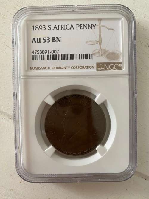 1893 ZAR Penny *AU53*