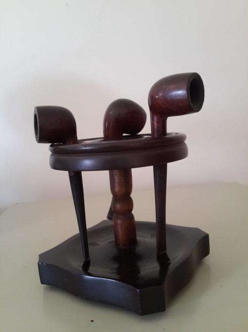 3 Vintage Pipes & Pipe Stand GBD 4121 from England, Kingston Real Briar Pipe & French Jeantet SPR-62