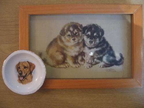 Unique rare print (1952) of Husky Puppies by Josephine Crumrine famous Alaskan artist  1917-2005
