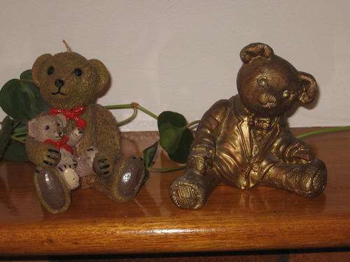 Gorgeous Teddie Bear candle & cute gold coloured teddy - get the set!