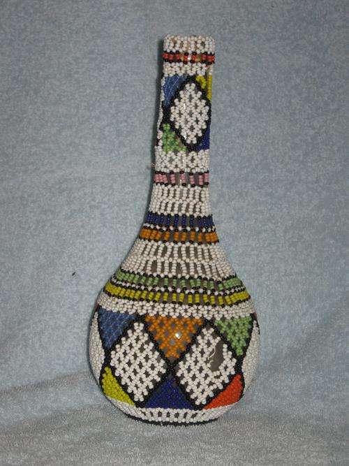 Beautifully  beaded unique African bottle - part of South Africa's rich art and culture
