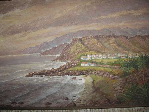 1977 Framed signed oil painting of a Sea Scene - Tenerife, Canary Island : by Lykles Shipmaker