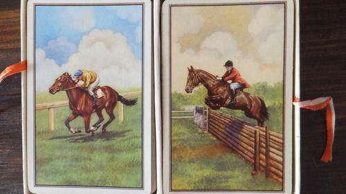 2 sets of Ferd-Piatnik & Sohne playing cards fm Austria featuring horses circa 1900