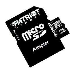 4GB PATRIOT MicroSDHC card with MINI & SD adapter