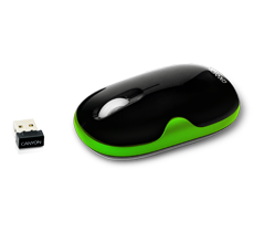 CANYON BLACK with GREEN WIRELESS OPTICAL MOUSE with FREE MOUSE PAD