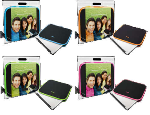 10.1" BLACK WITH TRIM NOTEBOOK SLEEVE - Available in Green, Orange, Pink, Blue
