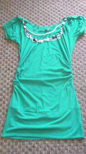Very pretty Green top with removable beads attached (Small)