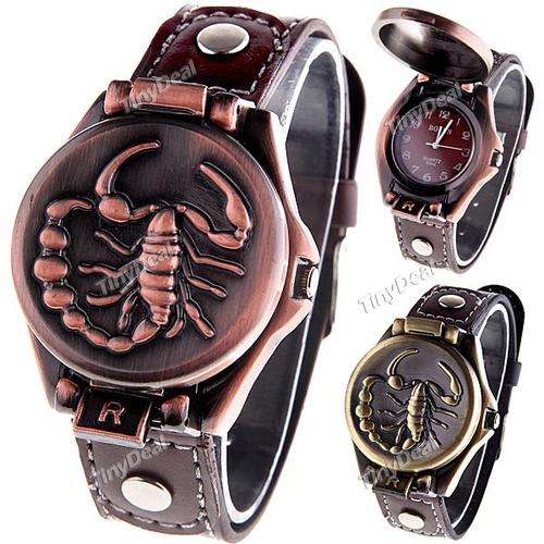 Retro Scorpion Pattern Quartz Flip Watch Unisex