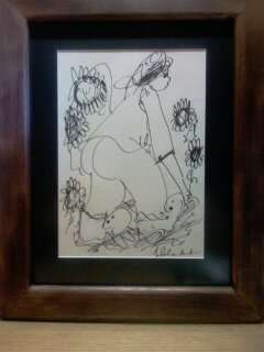 A4 Framed B/W Pen Sketch by Frans Claerhout